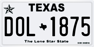 TX license plate DOL1875