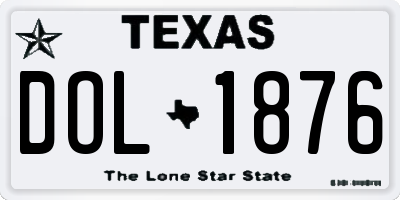 TX license plate DOL1876