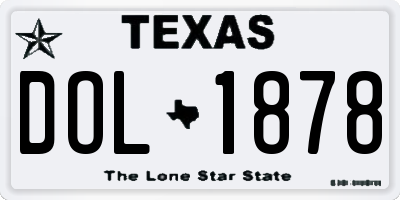 TX license plate DOL1878