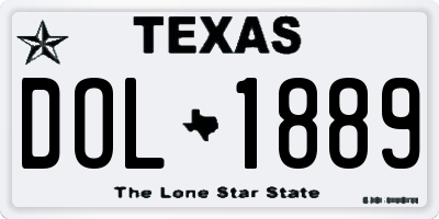 TX license plate DOL1889