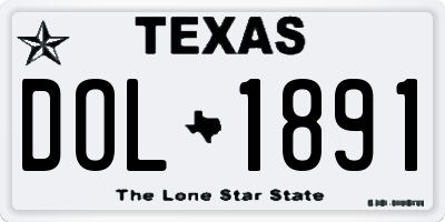 TX license plate DOL1891