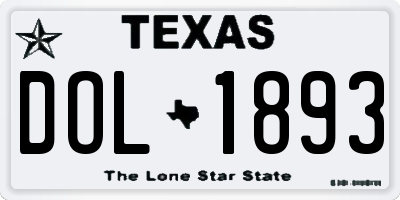 TX license plate DOL1893