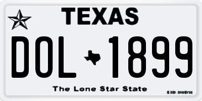 TX license plate DOL1899