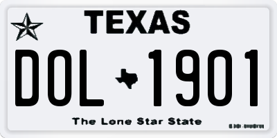 TX license plate DOL1901