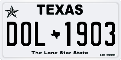 TX license plate DOL1903