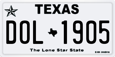 TX license plate DOL1905