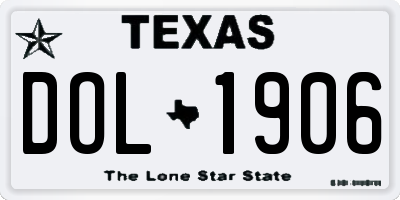 TX license plate DOL1906