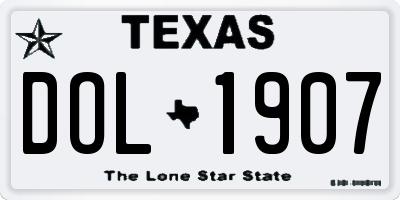 TX license plate DOL1907