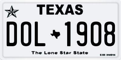 TX license plate DOL1908