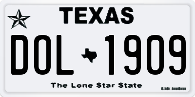 TX license plate DOL1909