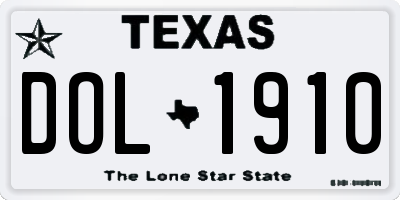 TX license plate DOL1910