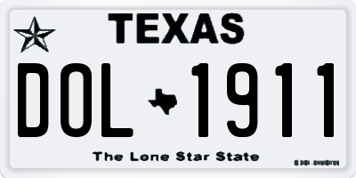 TX license plate DOL1911