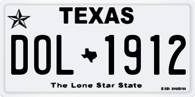 TX license plate DOL1912
