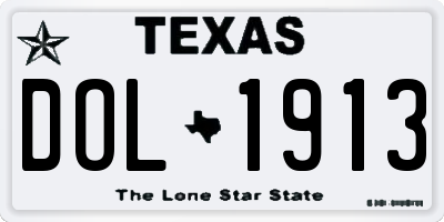 TX license plate DOL1913