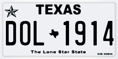 TX license plate DOL1914