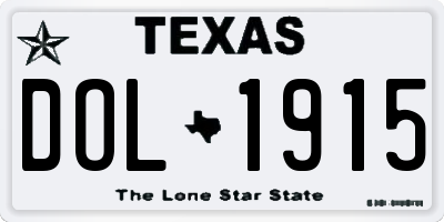 TX license plate DOL1915
