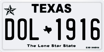 TX license plate DOL1916