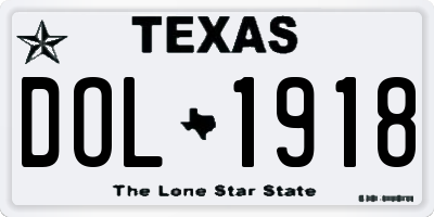 TX license plate DOL1918