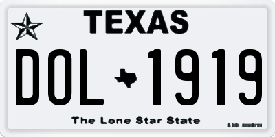 TX license plate DOL1919