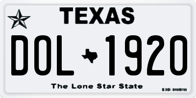 TX license plate DOL1920