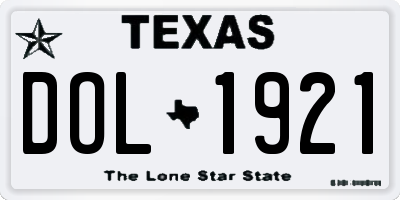 TX license plate DOL1921