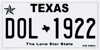 TX license plate DOL1922