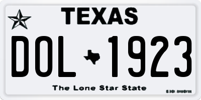 TX license plate DOL1923