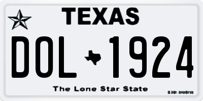 TX license plate DOL1924