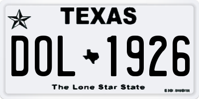 TX license plate DOL1926