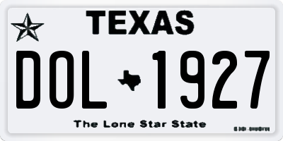 TX license plate DOL1927