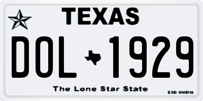 TX license plate DOL1929