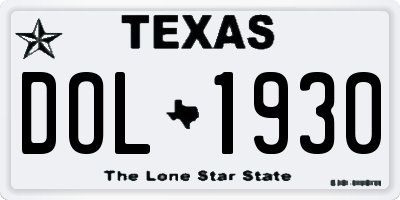TX license plate DOL1930