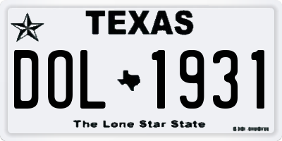 TX license plate DOL1931