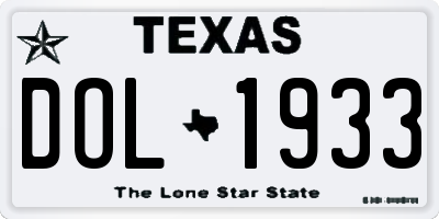 TX license plate DOL1933