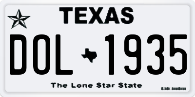 TX license plate DOL1935
