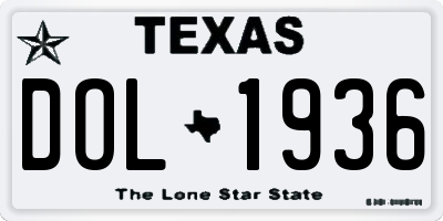 TX license plate DOL1936