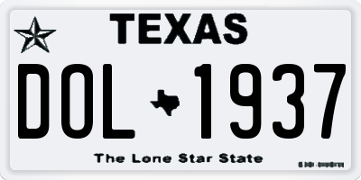 TX license plate DOL1937