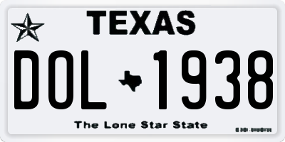 TX license plate DOL1938