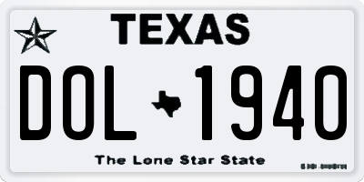 TX license plate DOL1940