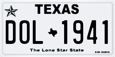 TX license plate DOL1941