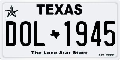 TX license plate DOL1945