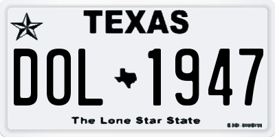 TX license plate DOL1947