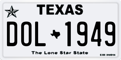 TX license plate DOL1949