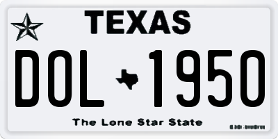 TX license plate DOL1950