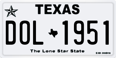 TX license plate DOL1951
