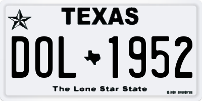 TX license plate DOL1952