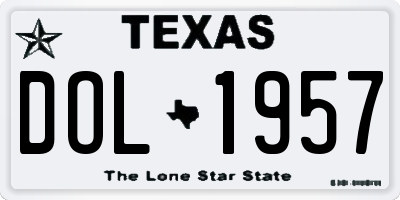 TX license plate DOL1957