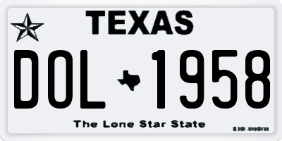 TX license plate DOL1958