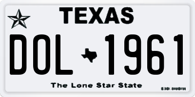 TX license plate DOL1961