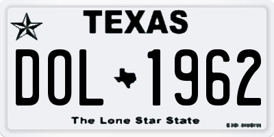 TX license plate DOL1962